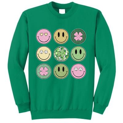 Shamrock Smile Face Disco Retro Groovy St Patricks Day Lucky Sweatshirt