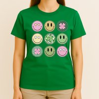 Shamrock Smile Face Disco Retro Groovy St Patricks Day Lucky T-Shirt
