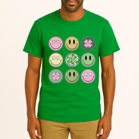 Shamrock Smile Face Disco Retro Groovy St Patricks Day Lucky Tall T-Shirt