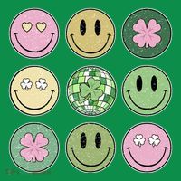 Shamrock Smile Face Disco Retro Groovy St Patricks Day Lucky Tall T-Shirt