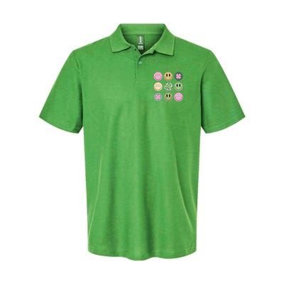 Shamrock Smile Face Disco Retro Groovy St Patricks Day Lucky Polo