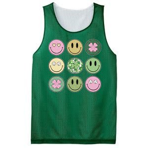 Shamrock Smile Face Disco Retro Groovy St Patricks Day Lucky Mesh Reversible Basketball Jersey Tank