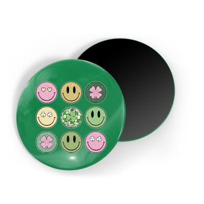 Shamrock Smile Face Disco Retro Groovy St Patricks Day Lucky Magnet