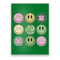 Shamrock Smile Face Disco Retro Groovy St Patricks Day Lucky Poster