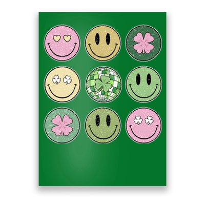 Shamrock Smile Face Disco Retro Groovy St Patricks Day Lucky Poster