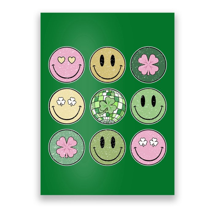 Shamrock Smile Face Disco Retro Groovy St Patricks Day Lucky Poster
