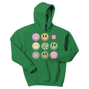 Shamrock Smile Face Disco Retro Groovy St Patricks Day Lucky Kids Hoodie