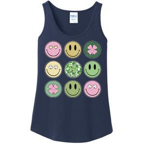 Shamrock Smile Face Disco Retro Groovy St Patricks Day Lucky Ladies Essential Tank