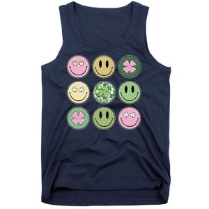 Shamrock Smile Face Disco Retro Groovy St Patricks Day Lucky Tank Top