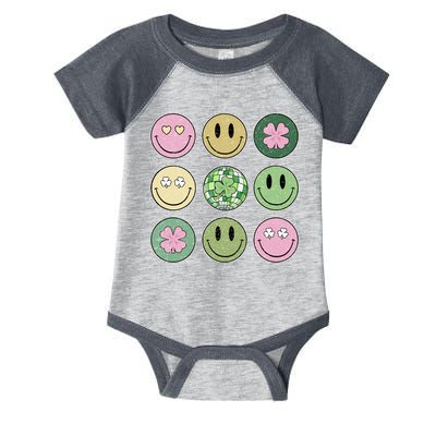 Shamrock Smile Face Disco Retro Groovy St Patricks Day Lucky Infant Baby Jersey Bodysuit