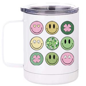 Shamrock Smile Face Disco Retro Groovy St Patricks Day Lucky 12 oz Stainless Steel Tumbler Cup