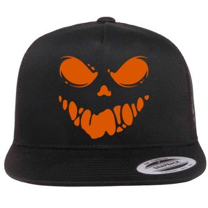 Scary Spooky Face Halloween Gift Flat Bill Trucker Hat