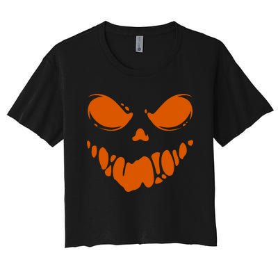 Scary Spooky Face Halloween Gift Women's Crop Top Tee