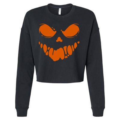 Scary Spooky Face Halloween Gift Cropped Pullover Crew