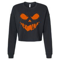 Scary Spooky Face Halloween Gift Cropped Pullover Crew