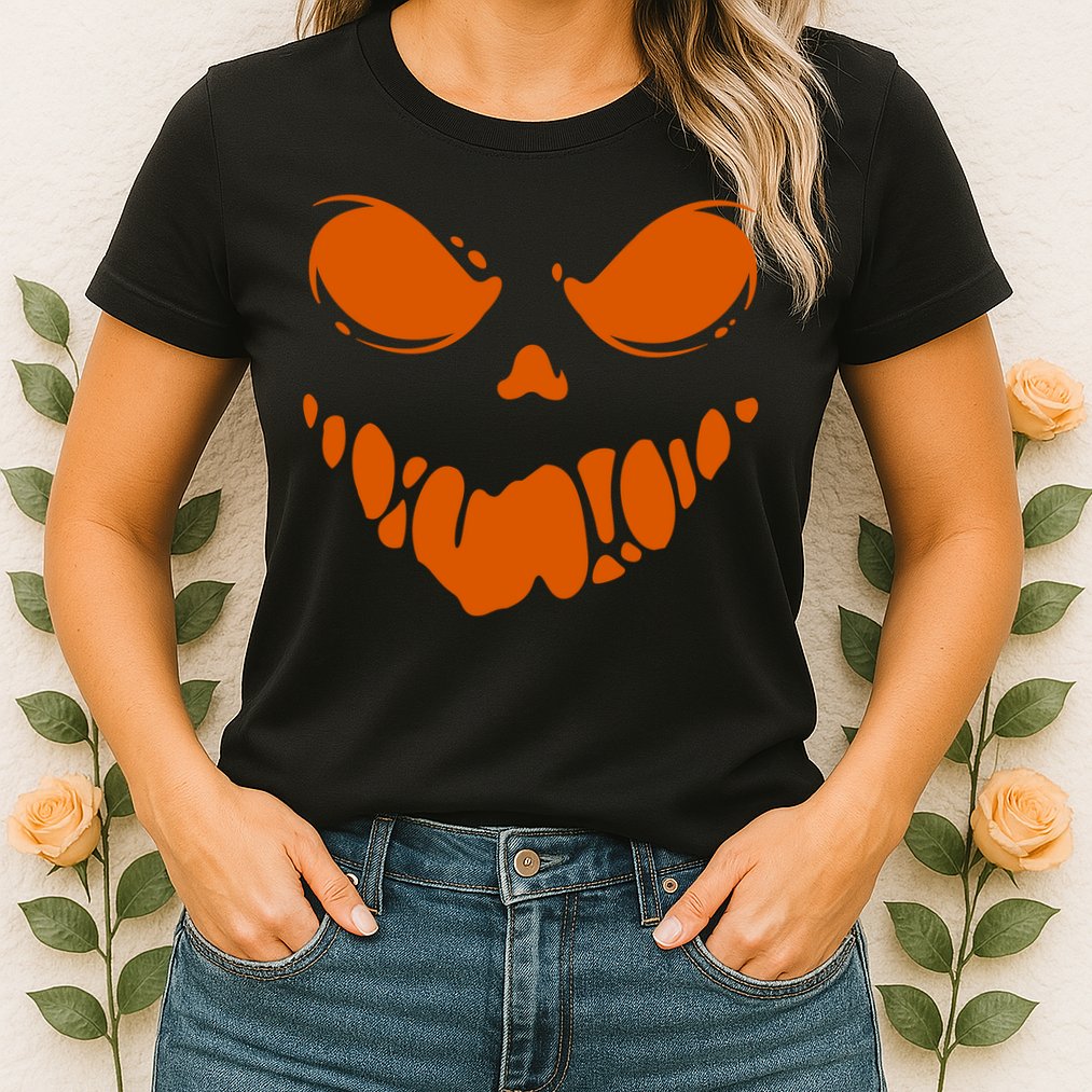 Scary Spooky Face Halloween Gift Womens T-Shirt