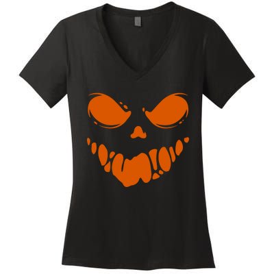 Scary Spooky Face Halloween Gift Women's V-Neck T-Shirt