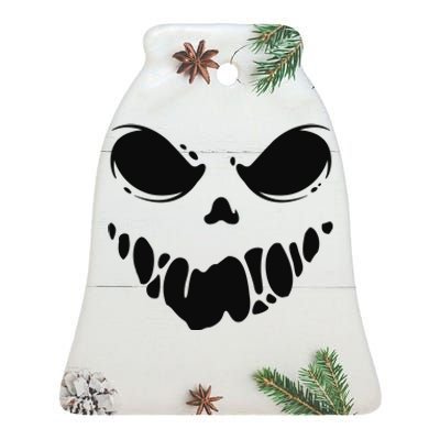 Scary Spooky Face Halloween Gift Ceramic Bell Ornament