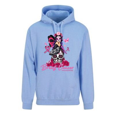 Sugar Skull Fight Breast Cancer Awareness Like A Girl Ribbon Unisex Surf Hoodie