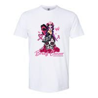 Sugar Skull Fight Breast Cancer Awareness Like A Girl Ribbon Softstyle CVC T-Shirt