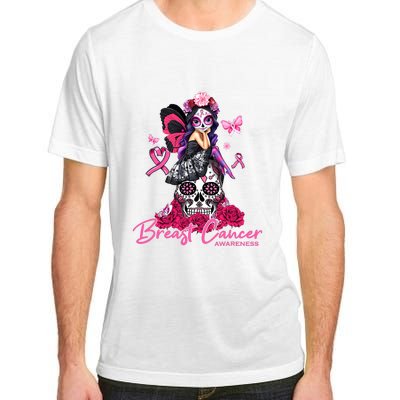 Sugar Skull Fight Breast Cancer Awareness Like A Girl Ribbon Adult ChromaSoft Performance T-Shirt