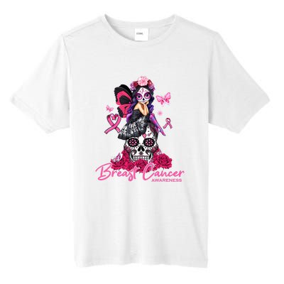 Sugar Skull Fight Breast Cancer Awareness Like A Girl Ribbon Tall Fusion ChromaSoft Performance T-Shirt