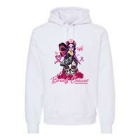 Sugar Skull Fight Breast Cancer Awareness Like A Girl Ribbon Premium Hoodie