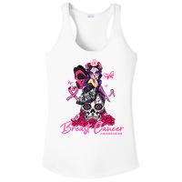 Sugar Skull Fight Breast Cancer Awareness Like A Girl Ribbon Ladies PosiCharge Competitor Racerback Tank