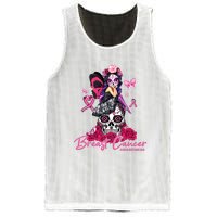 Sugar Skull Fight Breast Cancer Awareness Like A Girl Ribbon Mesh Reversible Basketball Jersey Tank