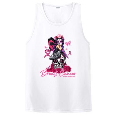 Sugar Skull Fight Breast Cancer Awareness Like A Girl Ribbon PosiCharge Competitor Tank