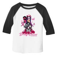 Sugar Skull Fight Breast Cancer Awareness Like A Girl Ribbon Toddler Fine Jersey T-Shirt