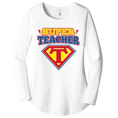 Superteacher Superhero Funny Teacher Gift Idea Women's Perfect Tri Tunic Long Sleeve Shirt