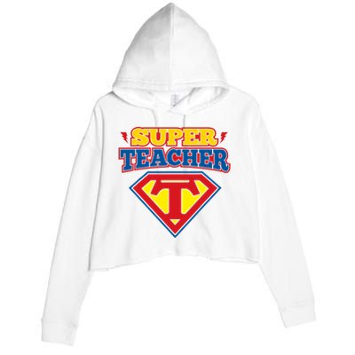 Superteacher Superhero Funny Teacher Gift Idea Crop Fleece Hoodie