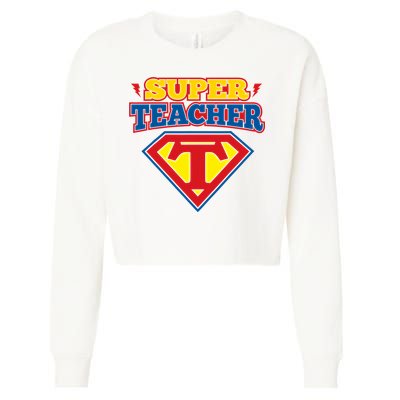 Superteacher Superhero Funny Teacher Gift Idea Cropped Pullover Crew