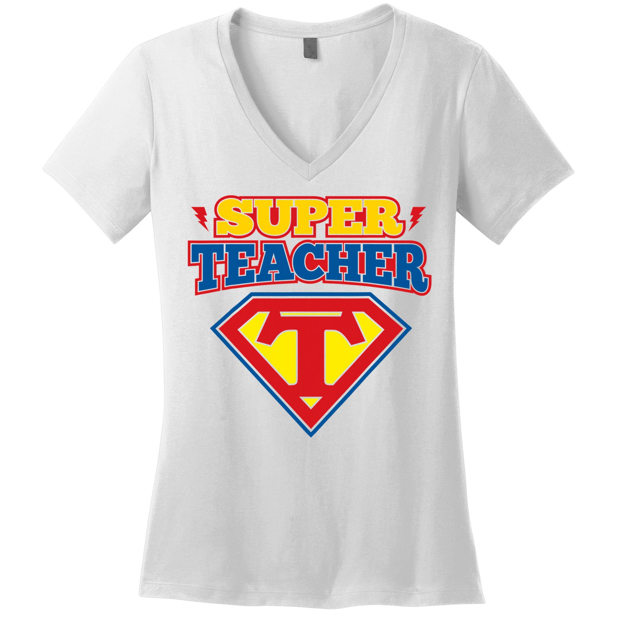 Superteacher Superhero Funny Teacher Gift Idea Women's V-Neck T-Shirt