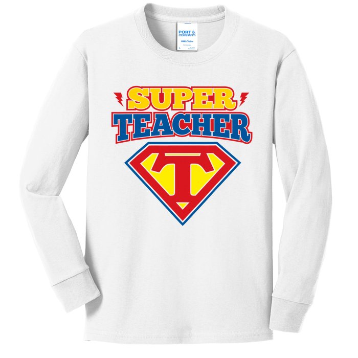 Superteacher Superhero Funny Teacher Gift Idea Kids Long Sleeve Shirt