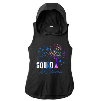 Support Squad For Als Awareness Ladies PosiCharge Tri-Blend Wicking Draft Hoodie Tank