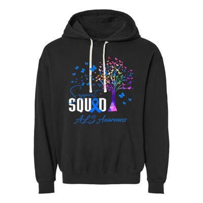 Support Squad For Als Awareness Garment-Dyed Fleece Hoodie