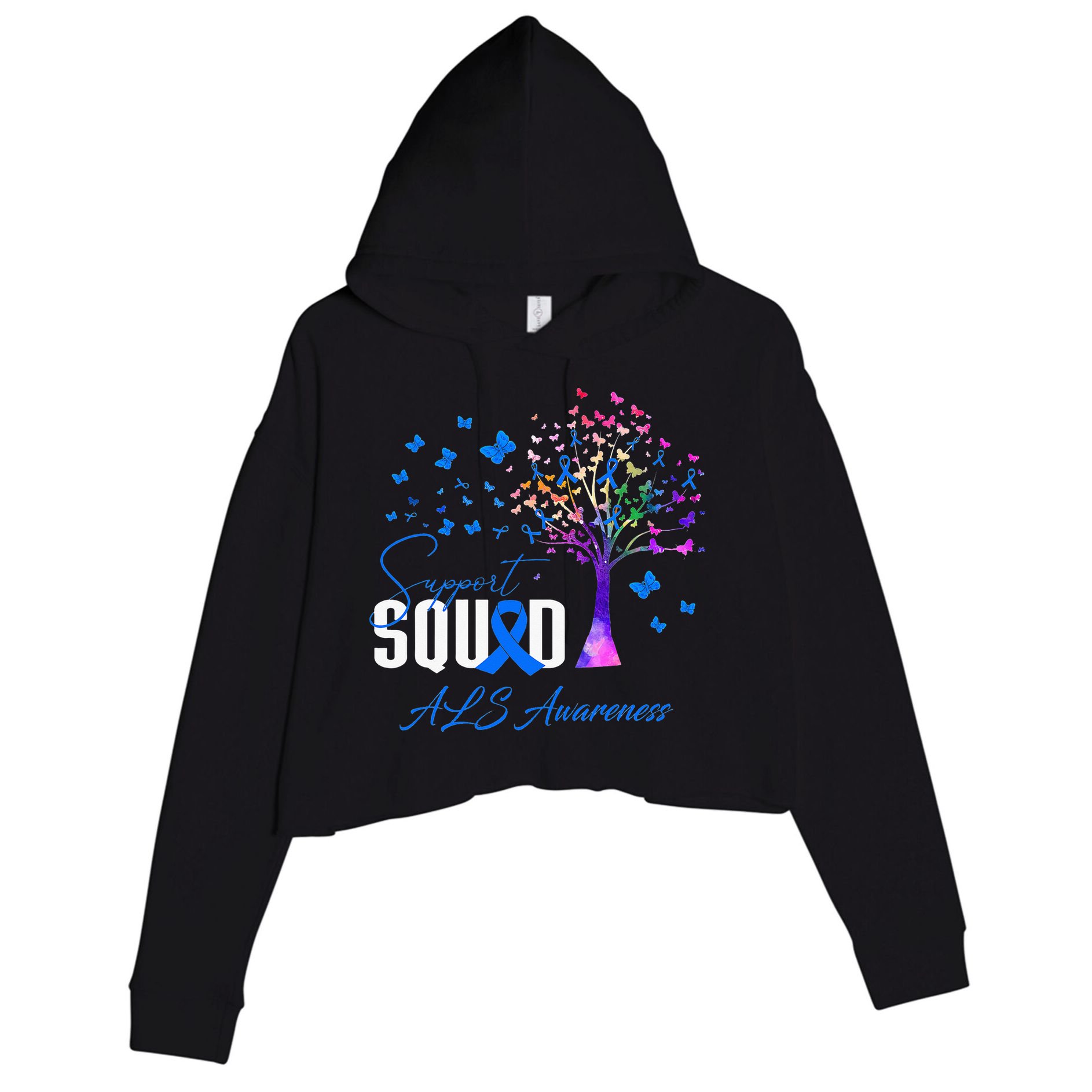 Support Squad For Als Awareness Crop Fleece Hoodie