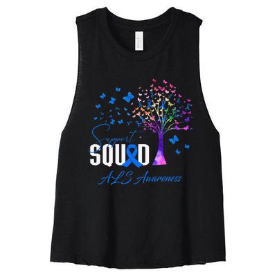 Support Squad For Als Awareness Women's Racerback Cropped Tank