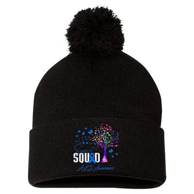 Support Squad For Als Awareness Pom Pom 12in Knit Beanie