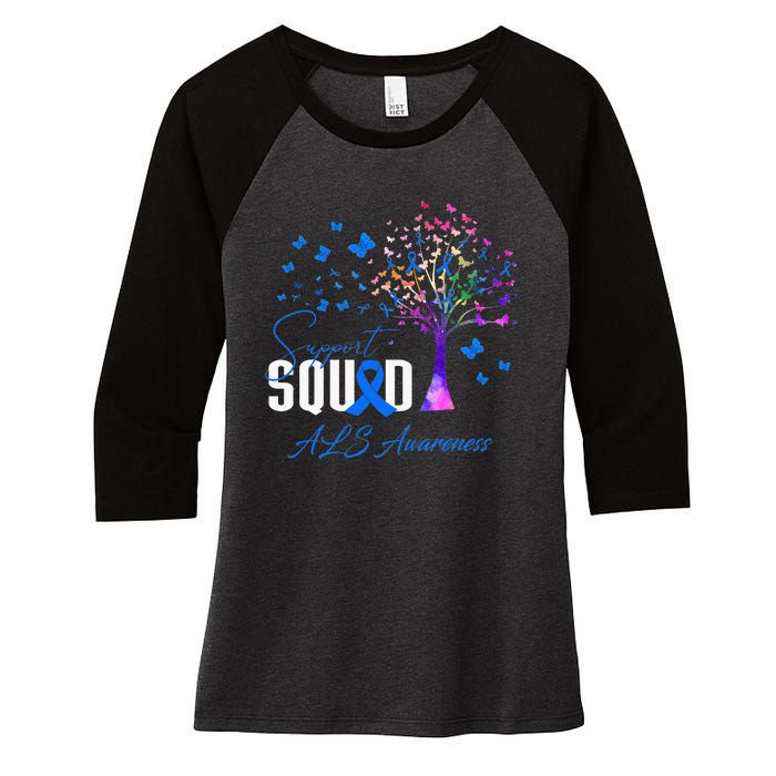 Support Squad For Als Awareness Women's Tri-Blend 3/4-Sleeve Raglan Shirt