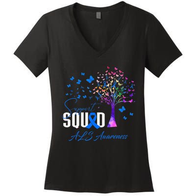 Support Squad For Als Awareness Women's V-Neck T-Shirt