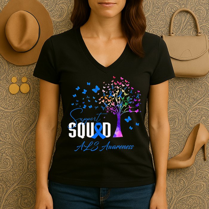 Support Squad For Als Awareness Women's V-Neck T-Shirt
