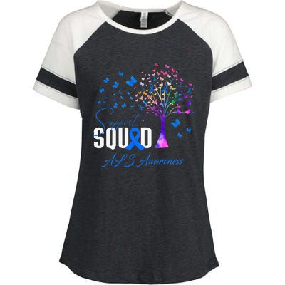 Support Squad For Als Awareness Enza Ladies Jersey Colorblock Tee