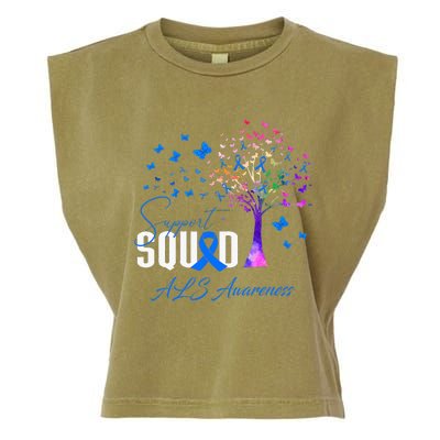 Support Squad For Als Awareness Garment-Dyed Women's Muscle Tee