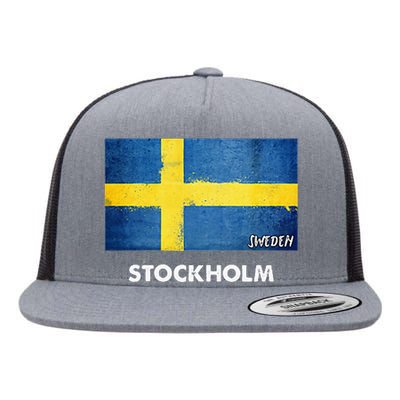 Stockholm Sweden Flag Stockholm Flat Bill Trucker Hat