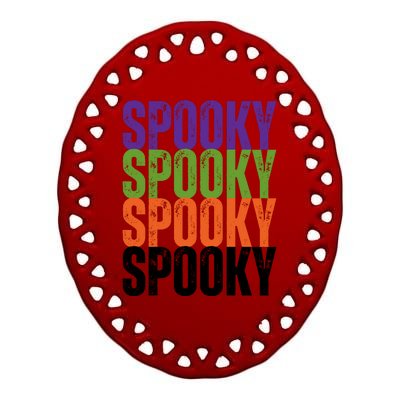 Spooky Spooky Funny Cute Halloween Ceramic Oval Ornament