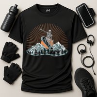 Ski Skull Funny Snowboarding Lover Cooling Performance Crew T-Shirt