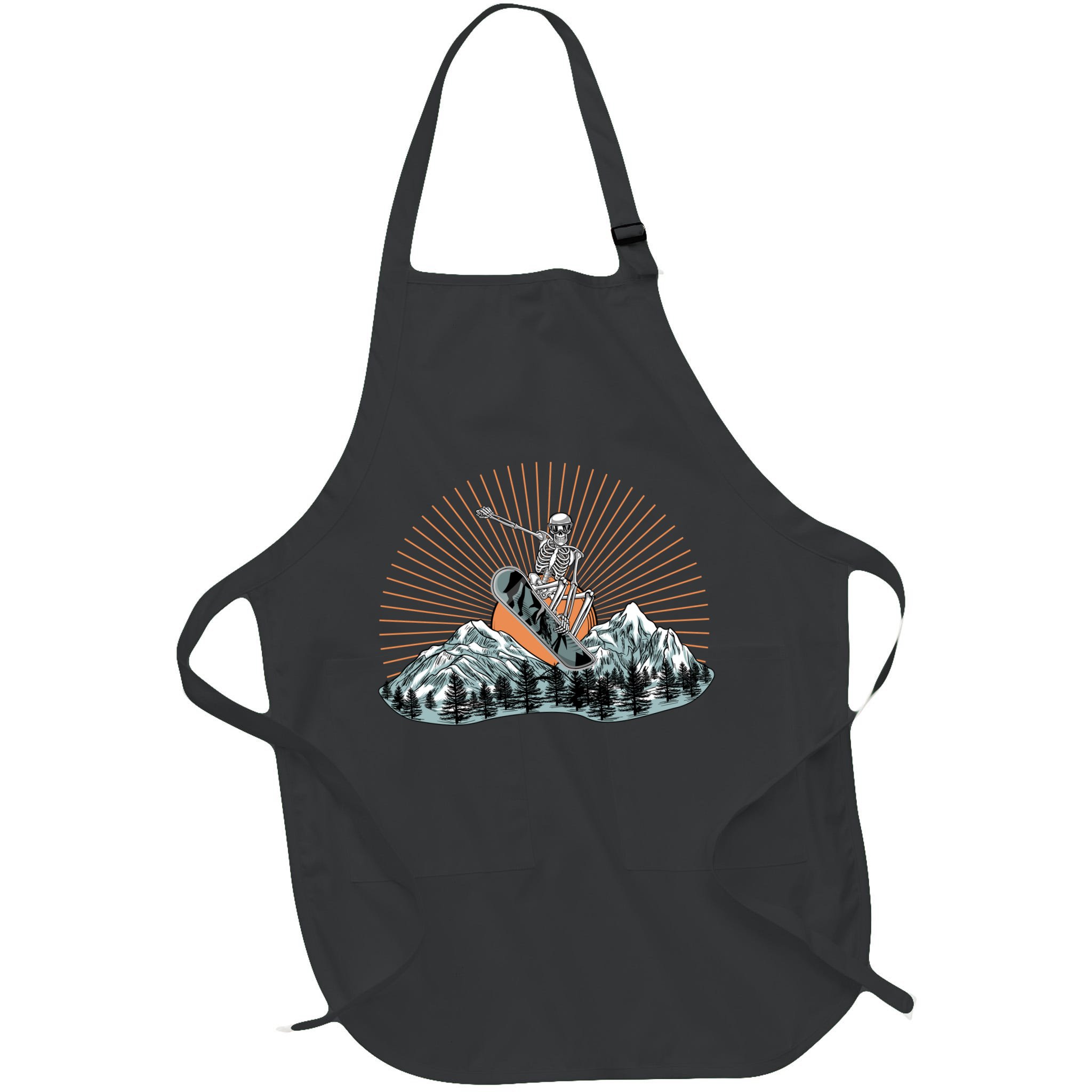 Ski Skull Funny Snowboarding Lover Apron